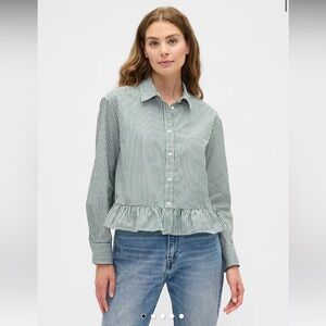 Relaxed Cropped Poplin Peplum Shirt